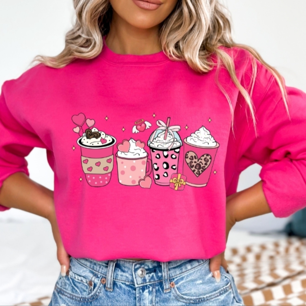 Pink, Coffee Valentine's day sweatshirt